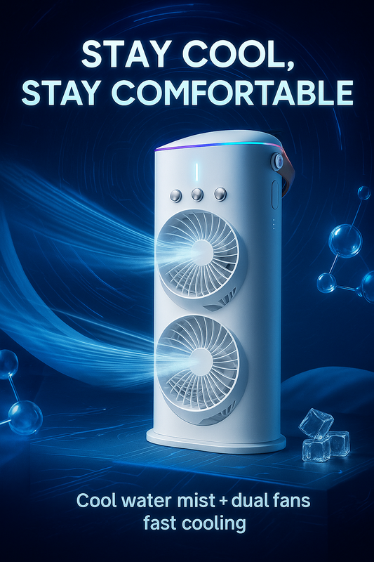 ❄️ Portable Double Air Cooler Fan – Cool Twice as Fast!