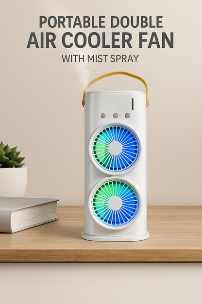 ❄️ Portable Double Air Cooler Fan – Cool Twice as Fast!