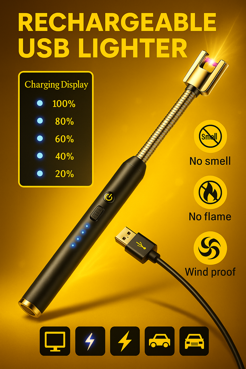 Rechargeable Usb Electric Gas Lighter